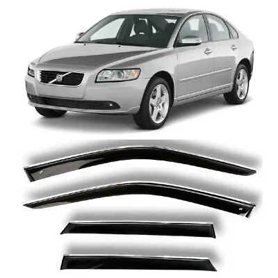 Window Visors Deflectors Black With Chrome Strip For Volvo S40 2004-2012 • $129