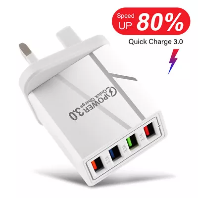 4 Multi Port Fast Quick Charge USB Hub Mains Wall Charger Adapter UK Plug UK • £4.62