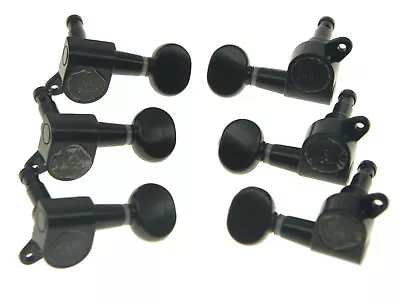 Wilkinson 6 Inline Mini Oval Button E-Z Post Guitar Tuners Machine Heads Black • $19.01