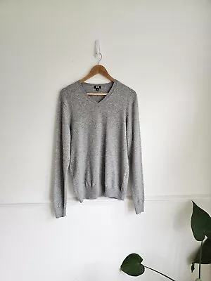 Men's Sweater Uniqlo 100% Pure Cashmere Jumper Knit Size M 10 L 12 Grey • £31.90