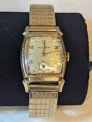 VINTAGE 1950’S MENS BULOVA 15 Jewels 10k GOLD FILLED BEZEL CALIBER 10BC Runs • $79.99