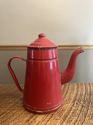 Vintage RED ENAMELWARE COFFEE POT  • $14