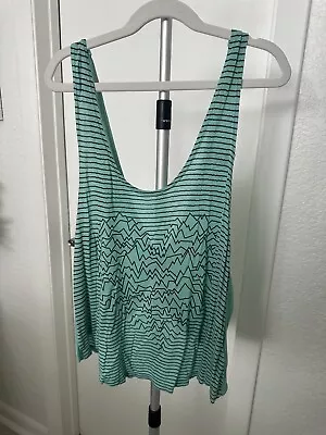 I Love H81 Turquoise Heart Striped Tank Size Small Open Back • $12