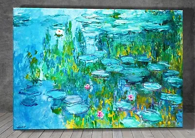 Claude Monet Water Lilies Flower CANVAS PAINTING ART PRINT WALL 1667 • £20.77