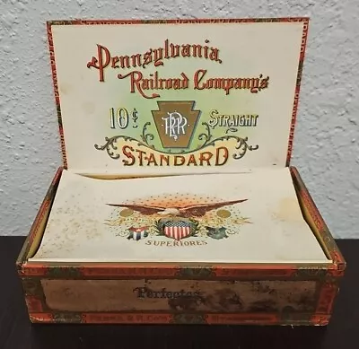 1880's  PENNSYLVANIA RAILROAD  WOODEN ADVERTISING CIGAR BOX - Vintage - Rare • $150