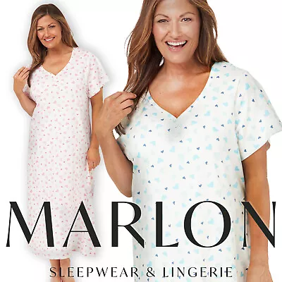 Marlon Linzi Plus Size Soft & Comfy Jersey V-neck Maxi Nightdress 26/28 To 34/36 • £19.99