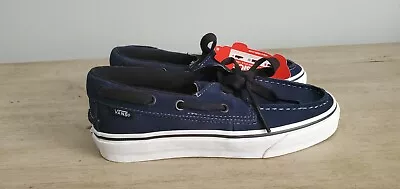 Vans Zapato Del Barco Blue Suede Sz 4.5 Mens/6 Womens • $29.99