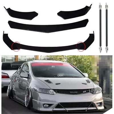 For Honda Civic Front Bumper Lips Spoiler Splitter+Strut Rods Body Kits P+ • $39.99