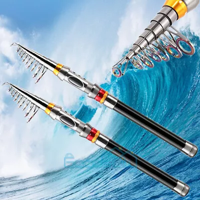 Strong Carbon Fiber Telescopic Fishing Rod Reel Sea Travel Spinning Pole US • $7.39