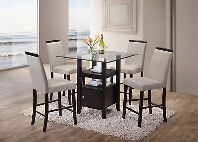 Kings Brand - 5-Piece Counter Height Dining Set Table & 4 Chairs (Gray) • $479.99