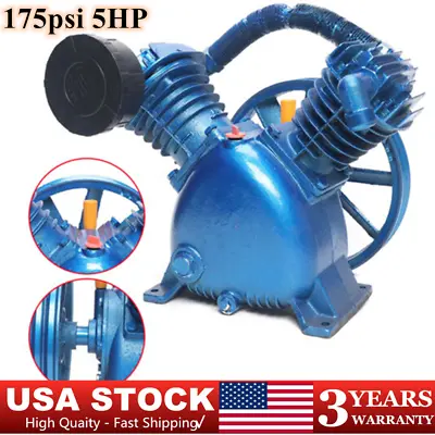 175psi 5HP V Style 2-Cylinder Air Compressor Pump Motor Double Head Double Stage • $266