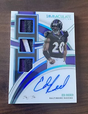 2022 Panini Immaculate Ed Reed Triple Patch On Card Auto HOF TRUE 1/1! • $999.99