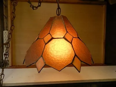 RARE DESIGN Vintage TRIANGLE CONE ART DECO Slag Glass  Lamp SWAG LIGHT • $140