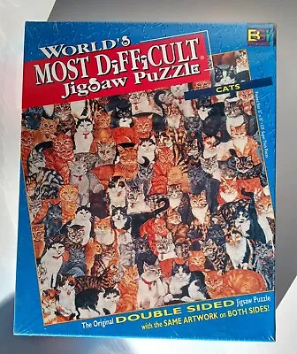 Worlds Most Difficult Jigsaw Puzzle Cats 1998 Vintage New Double Sided Sealed • $35.27