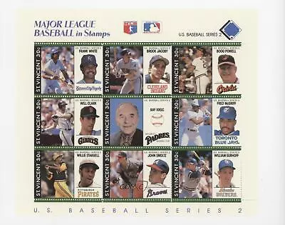1989 St Vincent US Baseball Series 2 Stamps Sheets Frank White Brook Jacoby 0h1 • $14.04