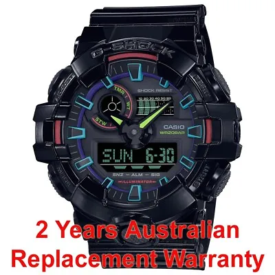 Casio G-shock Ga-700 Men Watch Rainbow Glossy Black Ga-700rgb-1a 2-year Warranty • $164.99