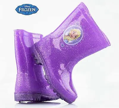 Girls Kids Frozen Waterproof Wellies Rain Snow Ankle Wellington Boots Shoes Size • £9.95
