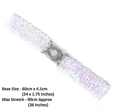 *UK* Sequin Colour Stretch Elastic Slim Belt Waistband Corset Paillette Gift • £4.99