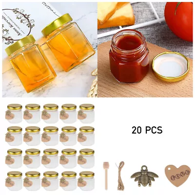 20PACK Mini Glass Jars Spice Herb Jam W/ Screw Top Airtight Bottles Jar Set 45ml • £12.94