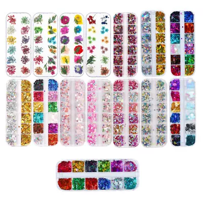  Nail Art Sequins Glitter Metallic Shining Flakes Nails Dried Flowers DIY Craft • $8.99