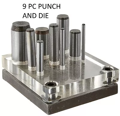 9 Pc Hand Disc Hole Sheet Metal Steel Cutter Punch And Die Punching Tool Puncher • $59.95