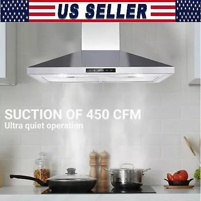 Range Hood 30 Inch Stainless Steel Wall Mount Stove 3 Speed Kitchen Vent Hood • $117.99