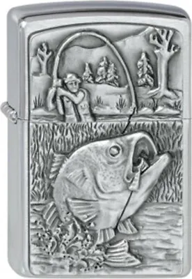 ZIPPO Windproof Lighter 2000407 Bass Fishing Emblem Zippo Box Lifetime Guarantee • £49.41