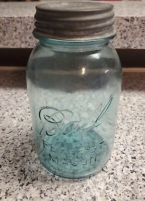 1 Vintage Blue Ball Perfect Mason Quart Jar 1910-1923 New Old Stock Zinc Lid • $14.99