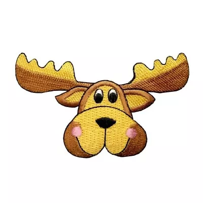 IRON ON PATCH Applique  Moose Head - Pink Cheeks 4  X 2-3/8  • $3.99