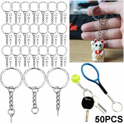 £4.55 • Buy 50 Ring Key Chains Kits Keyring With Eye Screw Accessories Jewelry Making Sets N
