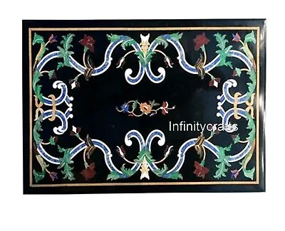 Dinner Table Top Handcrafted Work Black Marble Bar Table From Indian Cottage Art • $1079.93