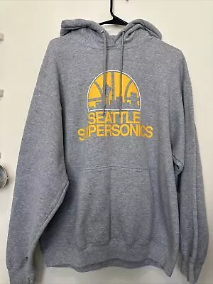 Seattle Supersonics Hoodie Mens L Gray Sweatshirt NBA Basketball Hoops Vintage • $19.99