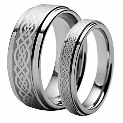 Men  Ladies Tungsten Carbide LOYAL CELTIC KNOT  Engagement Wedding Band Ring SET • $30.60