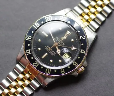 1979 Vintage Rolex GMT Master Two Tone 1675 Nipple Black Dial Automatic 40MM • $9895