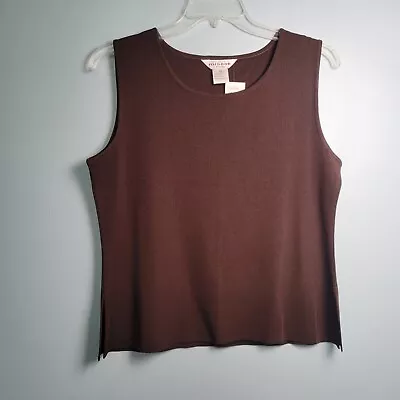 EXCLUSIVELY MISOOK Vintage Chocolate Brown Shell Top Tank XL Petite  • $34.99