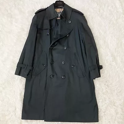 BURBERRY Trench Coat Long Cotton Black Nova Check Men's US S Auth / 9A4498 • $10