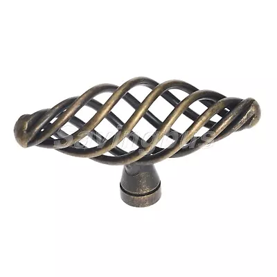 Vintage Brass Twist Bird Cage Spiral Door Handles Kitchen Cabinet Knobs Pull • £5.53