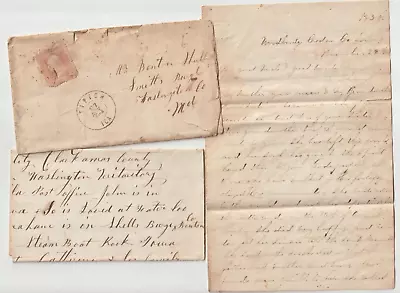 Civil War Cover & Letter 1865  Plus 1838 Letter Woodridge Iowa  Peter Dilts • $55