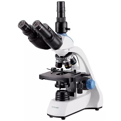 AmScope 40X-2500X LED Trinocular Compound Microscope 3D 2-Layer Mechanical Stage • $353.99