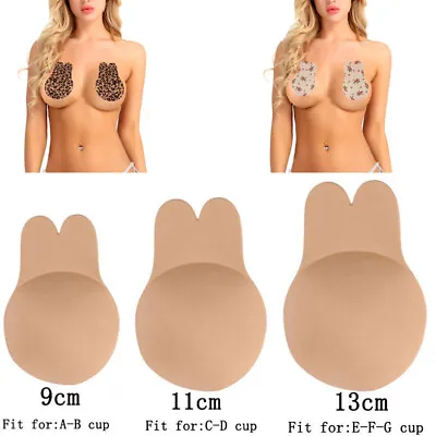 £3.99 • Buy 2 Invisible Breast Silicone Nipple Cover Push Up Bra Tape Sticker Rabbit Ears