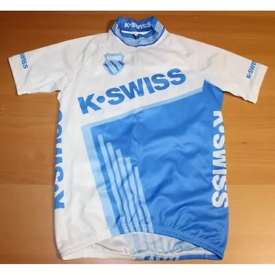 Womens K-Swiss Cycling Biking Jersey Top Shirt Medium Blue White 3 Back Pockets • $45