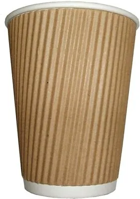 Disposable Insulated Paper Cups For Tea Coffee Hot Drinks 100xKraft 12Ounce 3Ply • £12.28