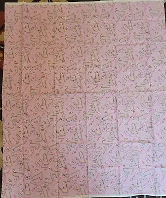 Vintage 2002 Spring Industries Inc.  Barbie Pink Rainbow Hearts Fabric 38 X45  • $17.99