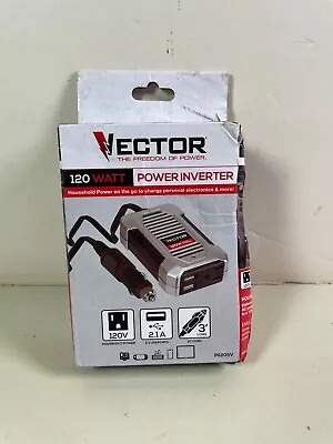 Vector 120 Watt Power Inverter 12v DC 120v AC 2.1A USB PI120SV • $18.99