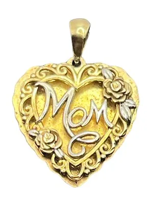 Gold Over Sterling Silver MOM “a Mother’s Love Is Forever” Heart Pendant  • $29