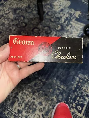 Vintage Crown Checkers 12 Red 12 Black 24 Pc. Set In Original Box EUC • $14.99