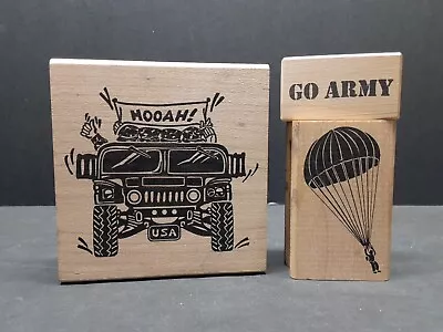 Army Rubber Stamps Go Army Paratrooper Hooah All Night Media Stamps Military • $10