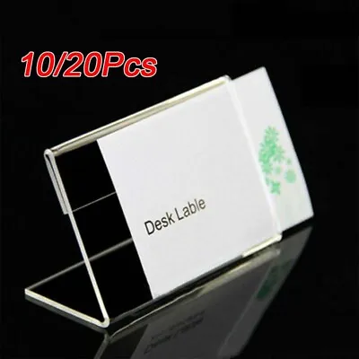 10/20PCS 9x6cm Acrylic Sign Display Holder Label Price Name Card Tag Shop Stands • £6.64