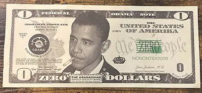 President BARACK OBAMA Zero Dollar $0 Novelty Bill Funny Humor • $9.99