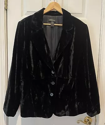 Lane Bryant Velvet Blazer Womens Size 28 Black Velour Jacket • $38